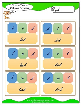 k sesi Hece Kartları